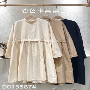 Χαλαρός σχεδιασμός Minimalist Stylish Τυχαία Χρώμα στερεού χρώματος Τυπωμένο βαμβάκι και λινό υπερμεγέθη προσαρμοσμένο 15587 Shirt Dresses
